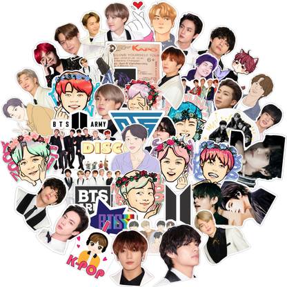 Rousrie 4.318 cm Cool BTS Stickers For Laptop Self Adhesive Sticker