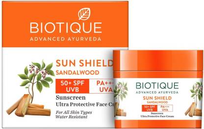 Biotique Sun Shield Sandalwood 50+SPF UVB Sunscreen Cream