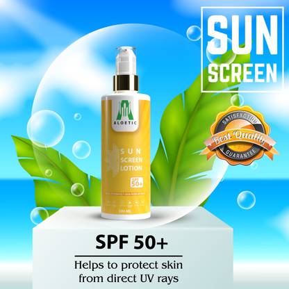 ALOETIC Sunscreen - SPF 50 PA+ Alotic Sunscreen Cream UVA + UVB ,SPF 50+ SUN RAYS