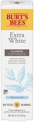 Burt's Bees Extra White Fluoride Natural Toothpaste Mountain Mint Toothpaste