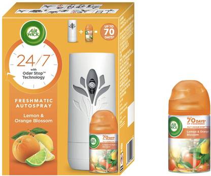 Airwick Floral, Lavender, Narangi Automatic Spray, Refill Freshmatic Complete Kit - 250 ml (Nagpur Narangi) with Freshmatic Refill Life Scents - 250 ml (Nagpur Narangi)