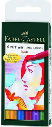FABER-CASTELL Pitt Artist Pen wallet of 6 basic shades