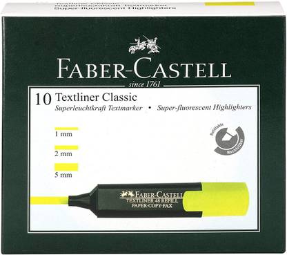 FABER-CASTELL Textliner Classic Yellow Pack (Set of 10, Yellow)