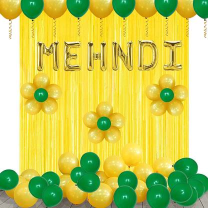 सेलिब्रेशन स्टूडियो सॉलिड Mehendi Ceremony Decoration - Set of 51 Pcs गुब्बारा