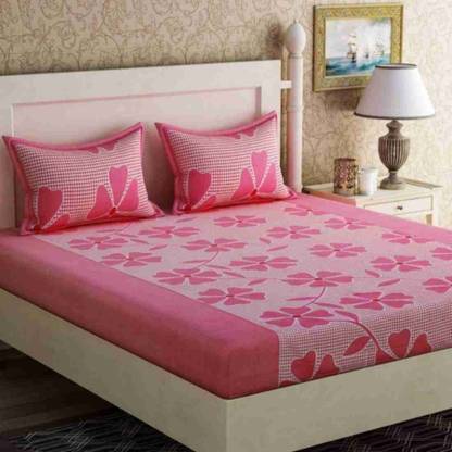 Chhabra Enterprises 144 TC Cotton Double Floral Flat Bedsheet