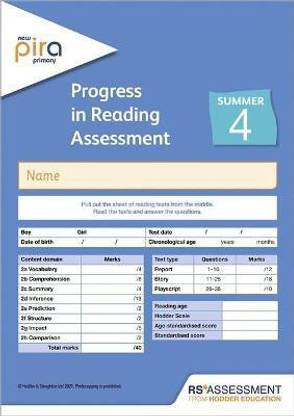 New PiRA Test 4, Summer PK10 (Progress in Reading Assessment)