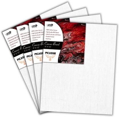 Picasso Canvas Panel/Board Cotton Medium Grain Primed Canvas Board (Set of 4)