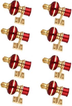 GHAR DWAR Red Curtain Hooks, Curtain Knobs, Rod Rail Bracket Metal