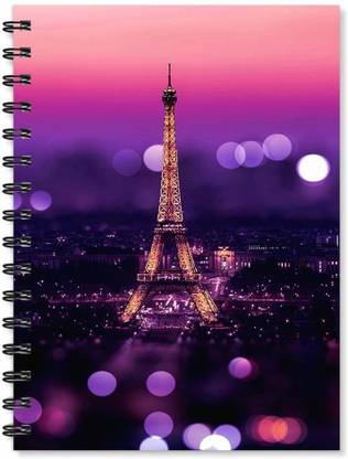 100yellow Eiffel Tower Pattern Printed A5 Notebook Ruled 170 Pages
