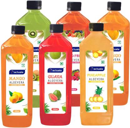 AACTUALA Aloe Vera Coconut Water Fruit Juice Combo, Aloe Vera Juice - 200ml, Pack of 24