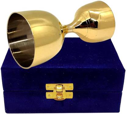 Akanksha Arts EPNS, 2-Tone Peg Measure Cup with Decorative Box Glass Shot Glass