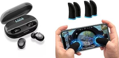 HIFY Combo pack 2 pair pubg gloves with T2 TWS Wireless Power Bank with led Display Bluetooth