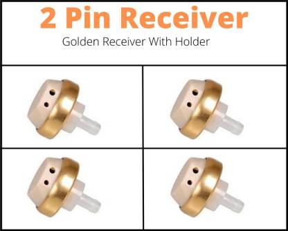 NSC - 2 PIN Golden Receiver / Ear Plug with Holder (Pack of 4 ) For BTE Model & Pocket Model Hearing Aid