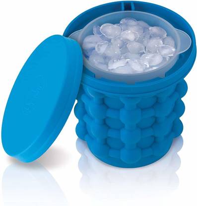 Flipco Silicone Bucket with Lid Makes Small Size Nugget Ice Chips for Soft Drinks Multicolor Silicone Ice Cube Tray