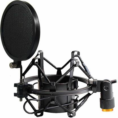 Black Dragon 50mm Microphone Shock Mount With Double Mesh Pop Filter & Screw Adjustable Shock Mount With Double Mesh Pop Filter