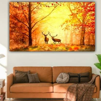 Innovision Deer in autumn forest beautiful wall art canvas paintings Canvas 24 inch x 48 inch Painting