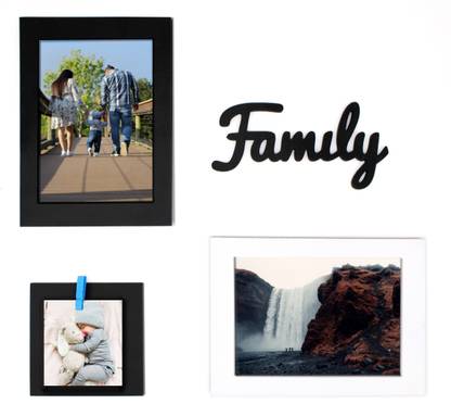 VAH Wooden Family Photo Frame Set of 3 Picture frames With Family MDF Plaque 10 inch Photo Wall Hanging