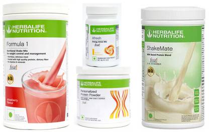 Herbalife Nutrition Formula 1 Strawberry + Protein Powder 200 Gram + Afresh Lemon + Shake Mate Protein Shake