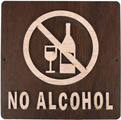 MGNLR' 25.4 cm Self Adhesive "No Alcohol Permitted" Sign Board wooden Reusable Sticker