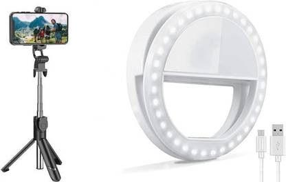 HIFY COMBO mini ring light with Extendable Foldable 3in1 Mini Tripod Selfie Stick Tripod, Monopod