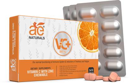 AE Naturals VC+ 1000mg Vitamin C Chewable Tablets With Zinc 30 Tabs