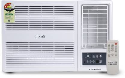 Croma 1.5 Ton 3 Star Window R-32 Green Refrigerent, Dust Filter AC  - Pale White