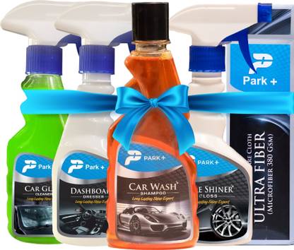 Park+ 1xCarShampoo, 1xDashboardShiner, 1xTyreShiner, 1xGlassCleaner, 1xMicrofiberCloth Combo