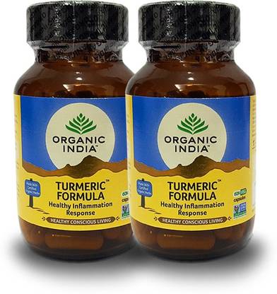 ORGANIC INDIA Turmeric 60 Capsules Bottle- (Pack Of 2)