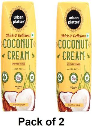 urban platter Unsweetened Coconut Cream, (Pack of 2) [23% Fat Content, Additive Free & Vegan] Topping Paste