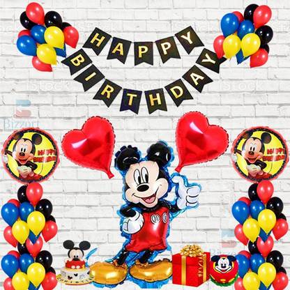 Fun and Flex Mickey Mouse- Combo Pack of 46 Pcs Mickey Mouse 5 Pcs Foil Balloons Set