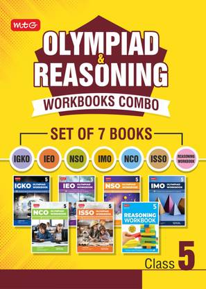 class 5 Olympiad Workbook and Reasoning Book Combo for NSO-IMO-IEO-NCO-IGKO-ISSO (Set of 7 Books)