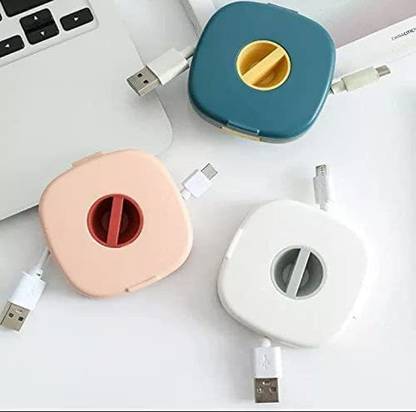 OXQFYBK 2-in-1 Cable Management Retractable Cord Organizer/Mobile Phone Holder/Pack of 2 Cable Protector