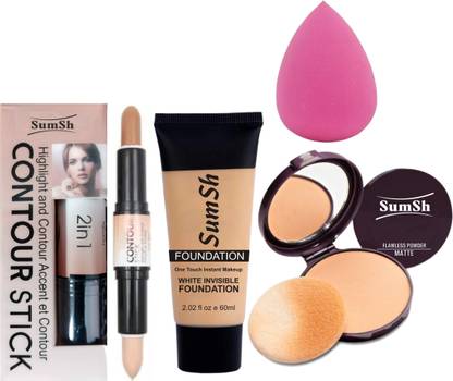 SumSh Highlighter and Contour Stick Concealer, FOUNDATION, Compact Powder, Spounge