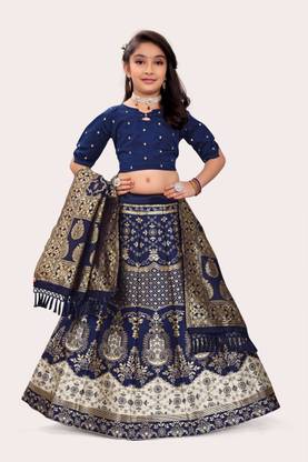 Girls Lehenga Choli Ethnic Wear Woven Ghagra, Choli, Dupatta Set