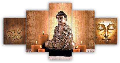 Peinture Art gautam buddha framed painting Digital Reprint 30 inch x 40 inch Painting