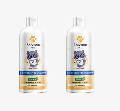 Zoivane Smooth and Shine Cat Shampoo for Pet | Aloe Vera Natural Herbs | 200 ML Pack 2 Allergy Relief, Anti-microbial, Conditioning, Whitening and Color Enhancing Vanilla and Almond Cat Shampoo