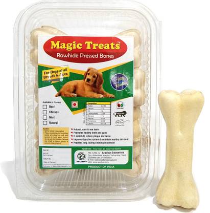 Magic Treats High protein Healthy Dental Treat, 3-inch Rawhide Pressed Calcium Bone, 250g Chicken Dog Treat