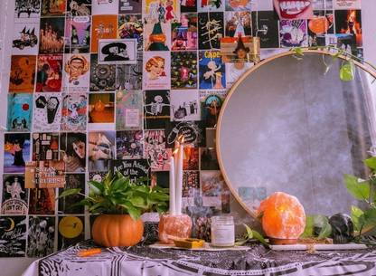 Witch Aesthetic Wall Collage Kit||SET OF 60 Dark Magic Posters, Self Adhesive, Size 4×6 inches,Glossy Finish|| aesthetic Room Decor for bedroom, Witch Room Decor Photographic Paper
