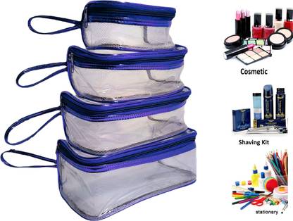 VYORA Set of 4 Multipurpose Transparent Travel Pouch Makeup Toiletry Kit Bag Travel Toiletry Kit