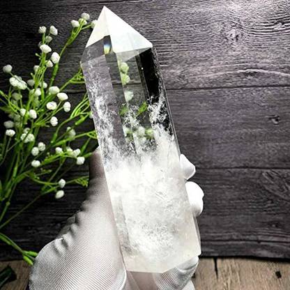 Multiagate Large Healing Crystal Wand Pointed, Natural Clear Quartz 4" Crystal Tower Decorative Showpiece  -  10 cm