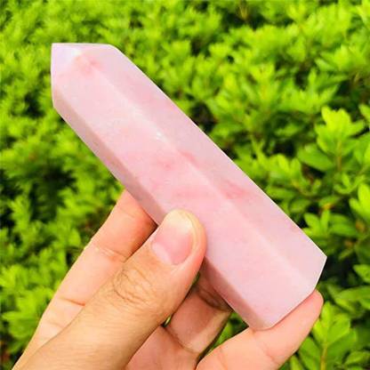 Multiagate Large Crystal Wand Big Pink Opal Obelisk Tower Healing Crystal Point Decorative Showpiece  -  10 cm