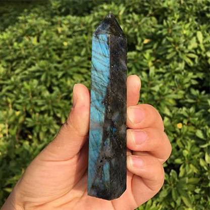 Multiagate Large Healing Crystal Tower, Natural Labradorite 4" Crystal Wand Decorative Showpiece  -  10 cm