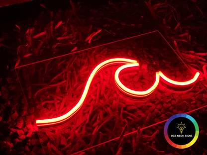 THE PARTY PLANET RGB Color Changing Wave Neon Sign/Light (8 x 12 In) ( Colour Changing Remote) Table Lamp