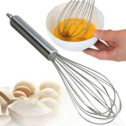 Mobfest Stainless Steel Egg Milk Whisk Kitchen Tool Manual Hand Mixer Stirrer 10 Inch Stainless Steel Balloon Whisk