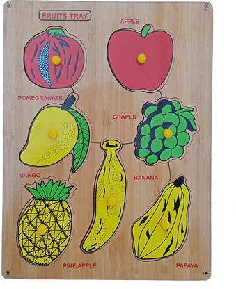MECDOIT INTERNATIONAL Wooden Fruits Puzzle With Pegs