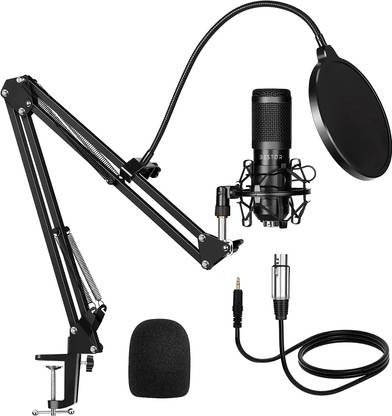 Bestor Mic Kit Adjustable Mic Microphone Stand, Studio Microphone Stand, Recording Mic Stand, Microphone for Pc, Microphone for Singing , Microphone for Voice Recording, Microphone with Speaker, Recording Microphone, ( Metal Stand NB-35 + Microphone Pop Filter + Microphone Microphone