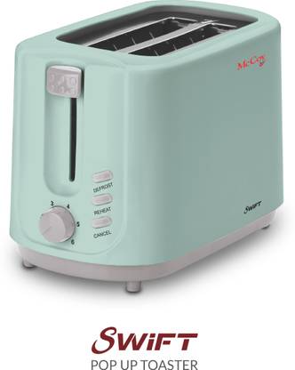 Mccoy Swift 2 Slice 750W 6 Level Browning with Reheat Defrost Cancel Functions Blue 750 W Pop Up Toaster