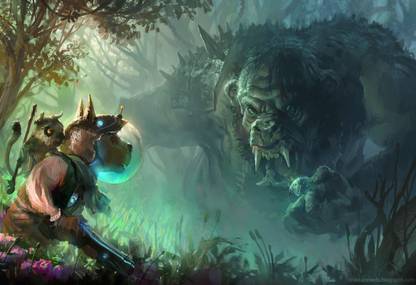 Poster Troll Dog Art Forest Poster Wall Poster sl2140 (13x19 Inches, Matte Paper, Multicolor) Fine Art Print