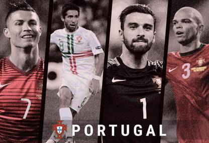 Poster Portugal Team Football Wall Poster Wall Poster sl1878 (13x19 Inches, Matte Paper, Multicolor) Fine Art Print