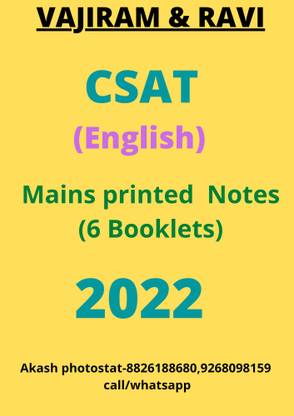 Csat (English Printed Notes) Vajiram & Ravi
6 Booklets